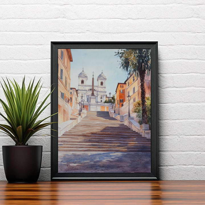 Spanish Steps Watercolor Painting Rome Italy Art Spanish Steps Print Scenic Roman Landmark Decor Gift for Rome Lovers
