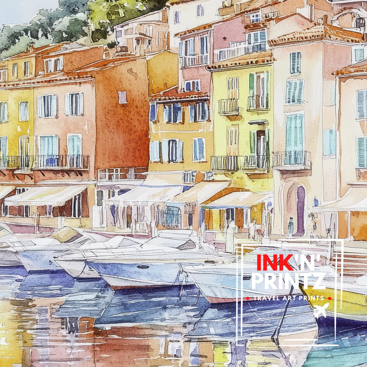Villefranche-sur-Mer Watercolor Painting French Riviera Art Villefranche Print Scenic Seaside Village Decor Gift for France Lovers