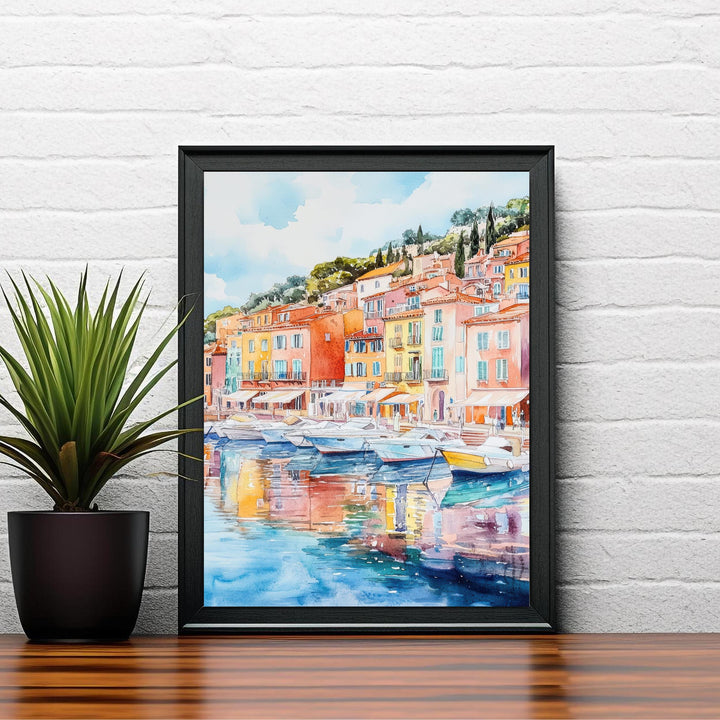 Villefranche-sur-Mer Watercolor Painting French Riviera Art Villefranche Print Scenic Seaside Village Decor Gift for France Lovers