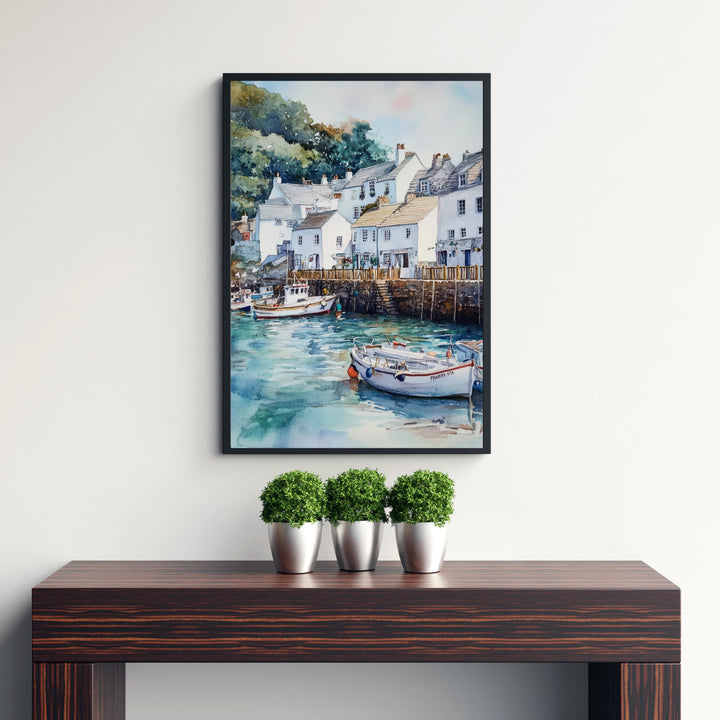Fowey Cornwall Watercolor Painting Cornwall Village Art Fowey Print Scenic Seaside Village Decor Gift for Cornwall Lovers