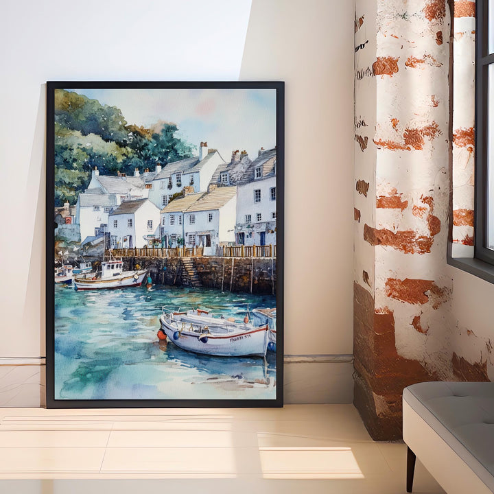 Fowey Cornwall Watercolor Painting Cornwall Village Art Fowey Print Scenic Seaside Village Decor Gift for Cornwall Lovers