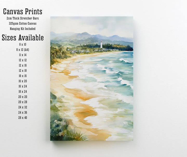 Byron Bay Watercolor Painting Australian Coastal Art Byron Bay Print Scenic Beach Decor Gift for Australia Lovers
