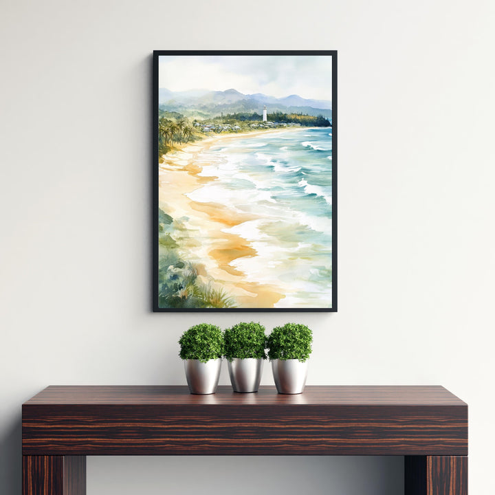Byron Bay Watercolor Painting Australian Coastal Art Byron Bay Print Scenic Beach Decor Gift for Australia Lovers