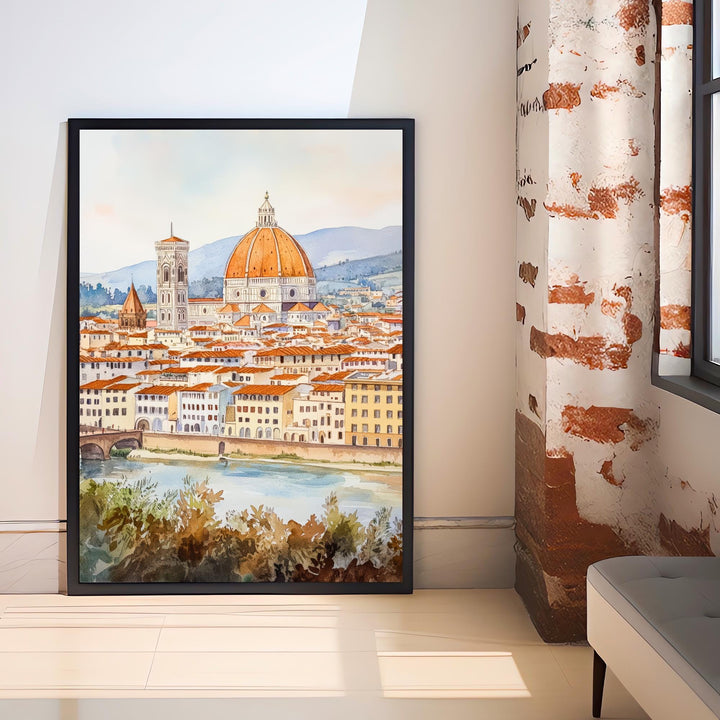 Florence Watercolor Painting Italian City Art Florence Print Scenic Tuscan Decor