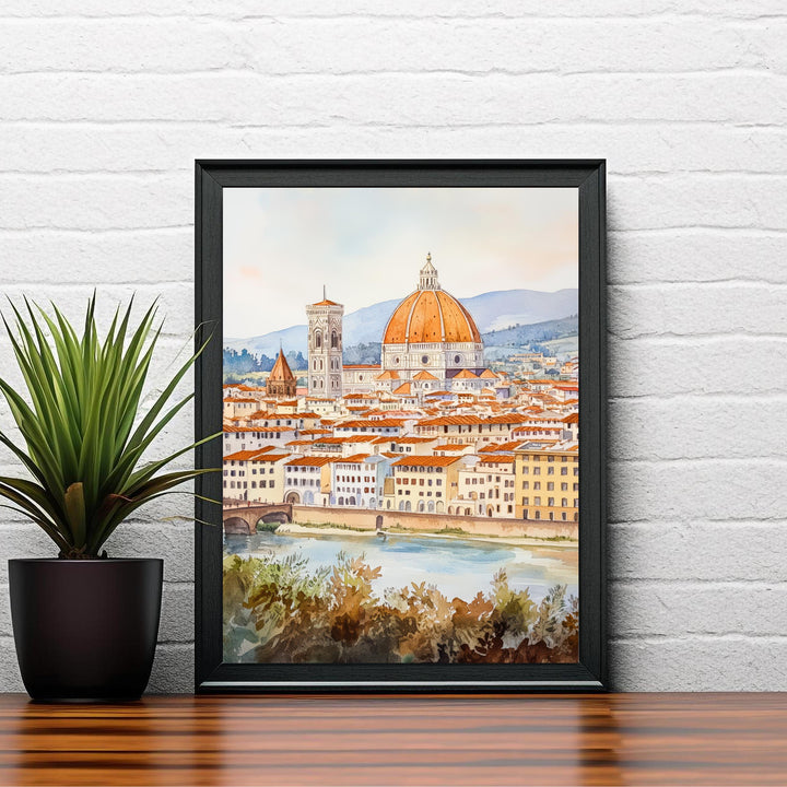 Florence Watercolor Painting Italian City Art Florence Print Scenic Tuscan Decor