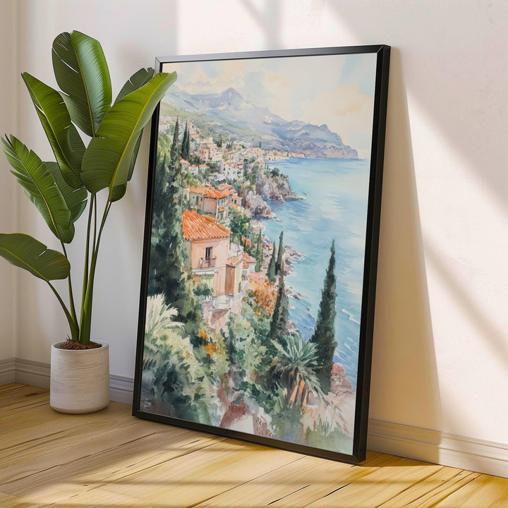 Sicily Watercolor Painting Italian Island Art Sicily Print Scenic Mediterranean Decor