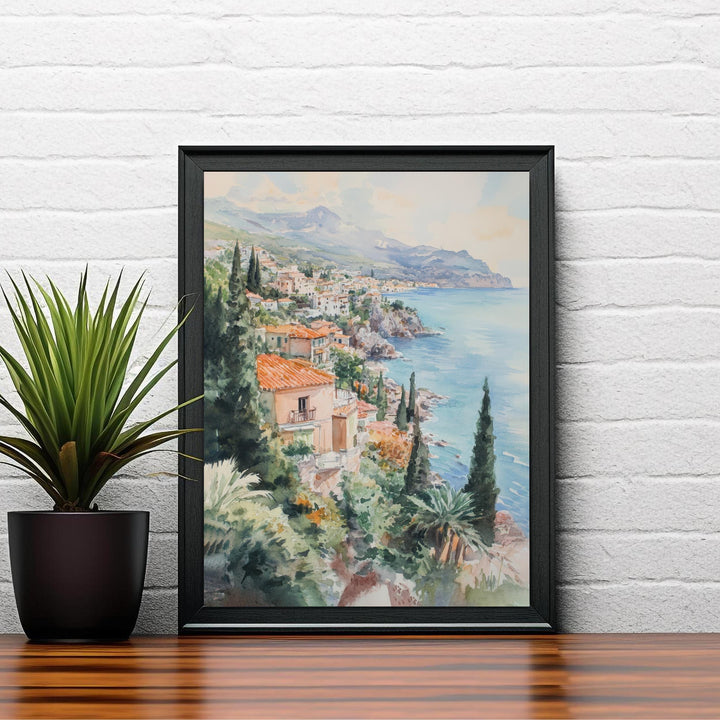 Sicily Watercolor Painting Italian Island Art Sicily Print Scenic Mediterranean Decor