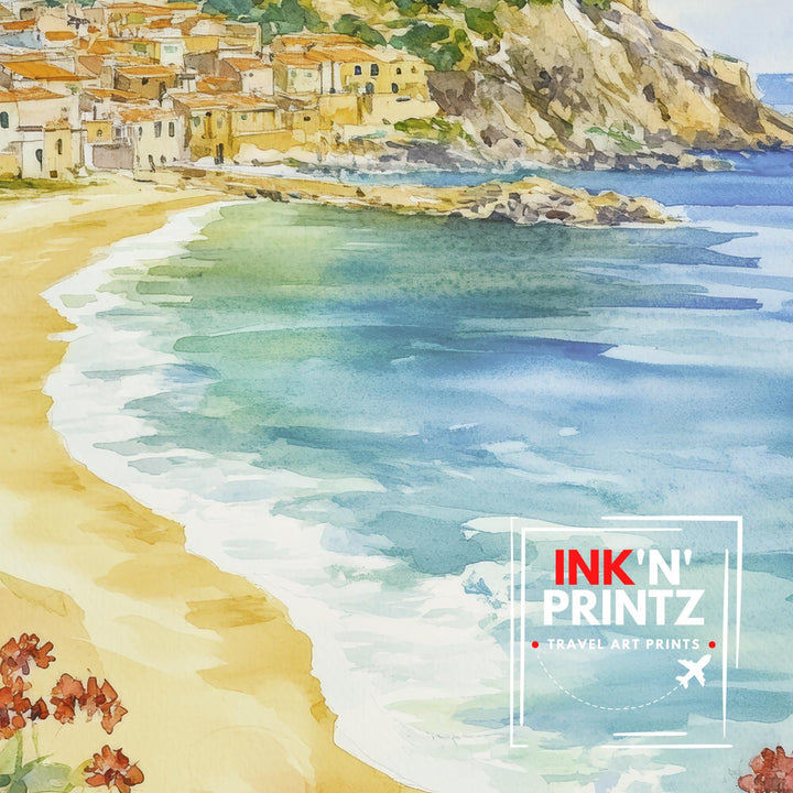Sardinia Watercolor Painting Italian Island Art Sardinia Print Scenic Mediterranean Decor