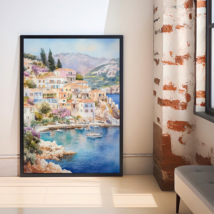 Kefalonia Greece Watercolor Painting Greek Island Art Kefalonia Print Scenic Mediterranean Decor Gift for Greece Lovers