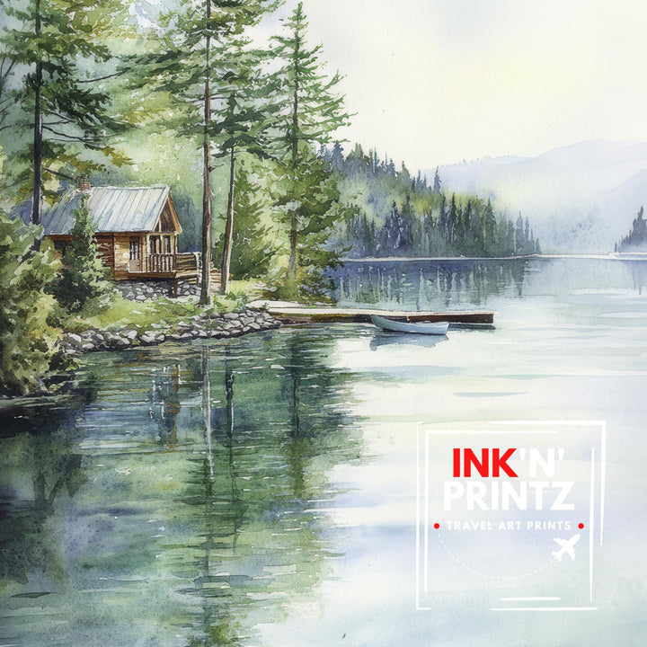 Muskoka Watercolor Painting Ontario Canada Art Muskoka Print Scenic Lake Decor Gift for Canada Lovers