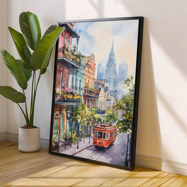 New Orleans Watercolor Painting Louisiana City Art New Orleans Print Scenic French Quarter Decor Gift for New Orleans Lovers