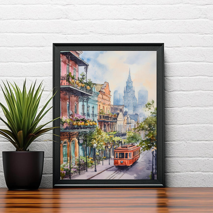 New Orleans Watercolor Painting Louisiana City Art New Orleans Print Scenic French Quarter Decor Gift for New Orleans Lovers