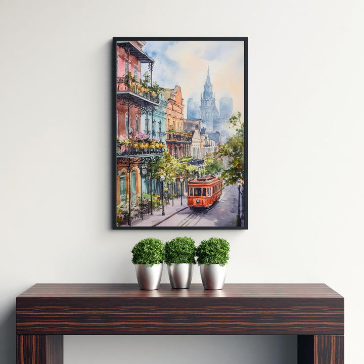 New Orleans Watercolor Painting Louisiana City Art New Orleans Print Scenic French Quarter Decor Gift for New Orleans Lovers