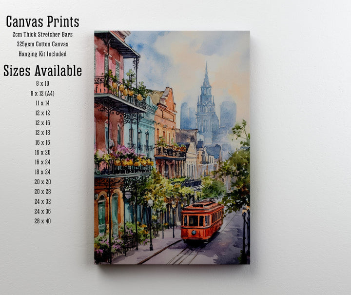 New Orleans Watercolor Painting Louisiana City Art New Orleans Print Scenic French Quarter Decor Gift for New Orleans Lovers