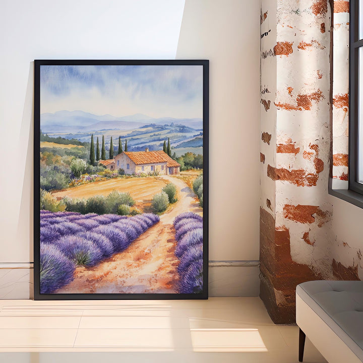 Provence Watercolor Painting French Landscape Art Provence Print Scenic Lavender Fields Decor Gift for France Lovers