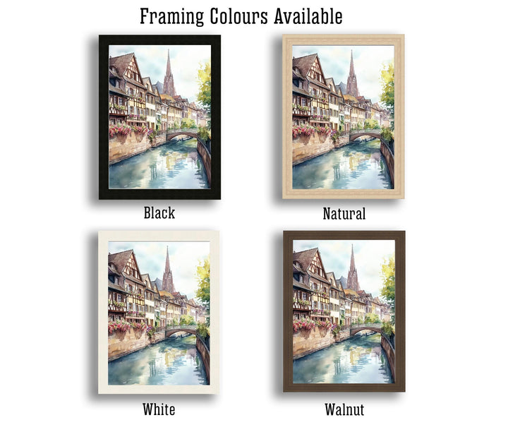 Strasbourg Watercolor Painting France City Art Strasbourg Print Scenic Alsace Decor Gift for France Lovers