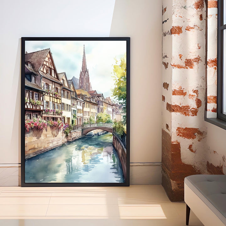 Strasbourg Watercolor Painting France City Art Strasbourg Print Scenic Alsace Decor Gift for France Lovers