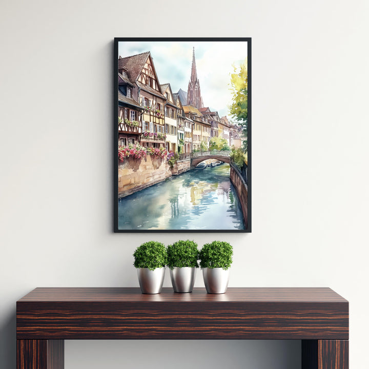 Strasbourg Watercolor Painting France City Art Strasbourg Print Scenic Alsace Decor Gift for France Lovers