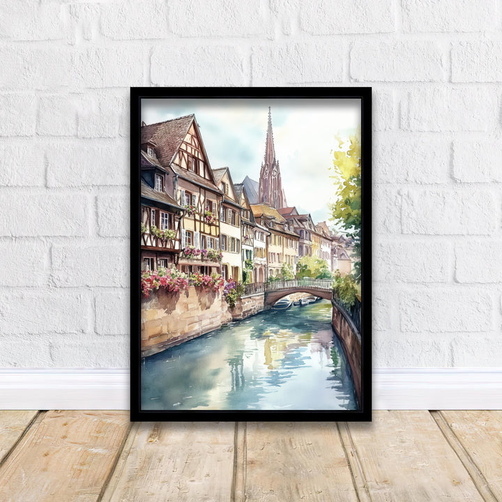 Strasbourg Watercolor Painting France City Art Strasbourg Print Scenic Alsace Decor Gift for France Lovers