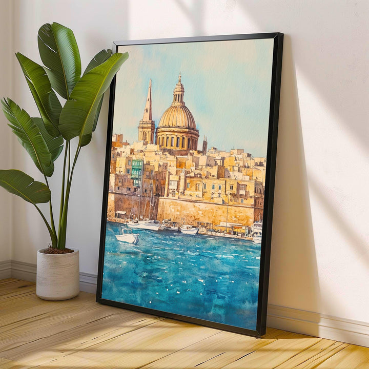 Valletta Malta Watercolor Painting Mediterranean City Art Valletta Print Scenic Malta Decor Gift for Malta Lovers