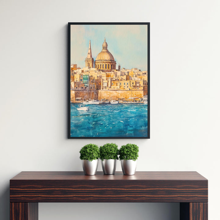 Valletta Malta Watercolor Painting Mediterranean City Art Valletta Print Scenic Malta Decor Gift for Malta Lovers
