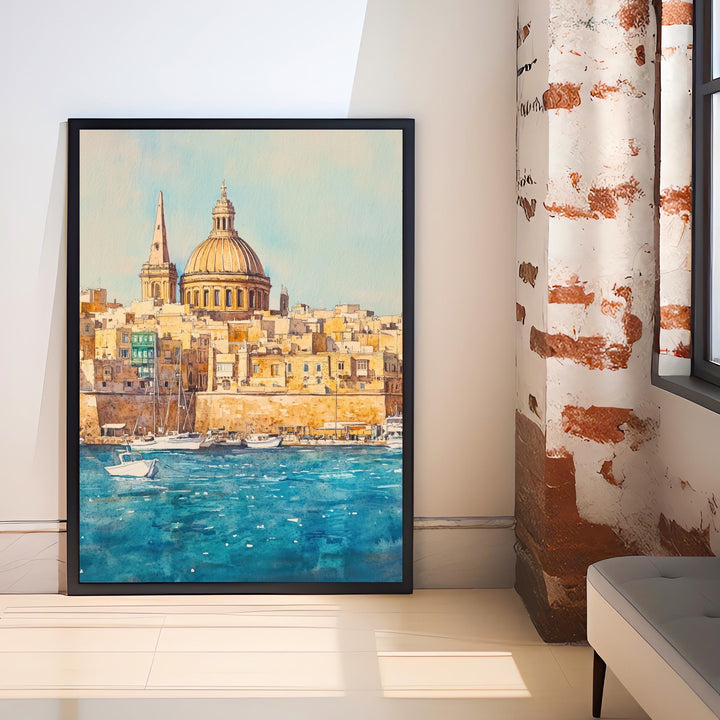 Valletta Malta Watercolor Painting Mediterranean City Art Valletta Print Scenic Malta Decor Gift for Malta Lovers