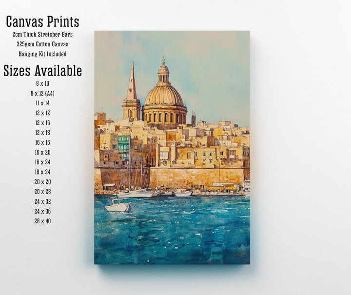 Valletta Malta Watercolor Painting Mediterranean City Art Valletta Print Scenic Malta Decor Gift for Malta Lovers