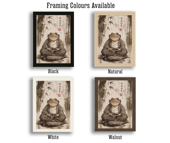 Japanese Meditating Toad Art Print Whimsical Poster Ukiyo-e Style Amphibian Wall Art for Cozy Homes Zen Decor and Nature Inspired Spaces