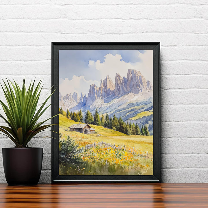 Dolomites Watercolor Painting Italian Alps Art Dolomites Print Scenic Mountain Decor