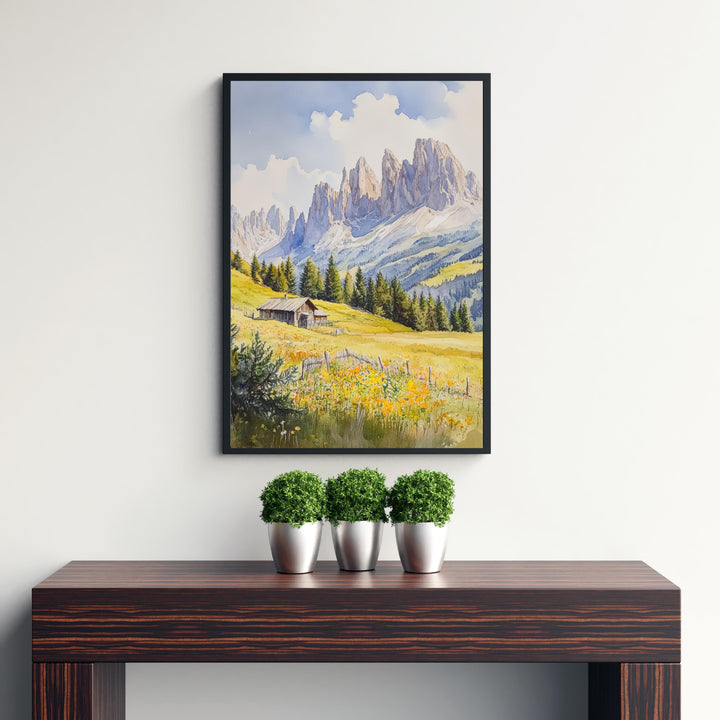 Dolomites Watercolor Painting Italian Alps Art Dolomites Print Scenic Mountain Decor