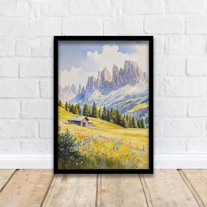 Dolomites Watercolor Painting Italian Alps Art Dolomites Print Scenic Mountain Decor