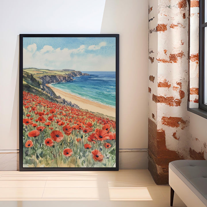 Polly Joke Cornwall Watercolor Painting Seaside Art Polly Joke Print Scenic Cornwall Beach Decor