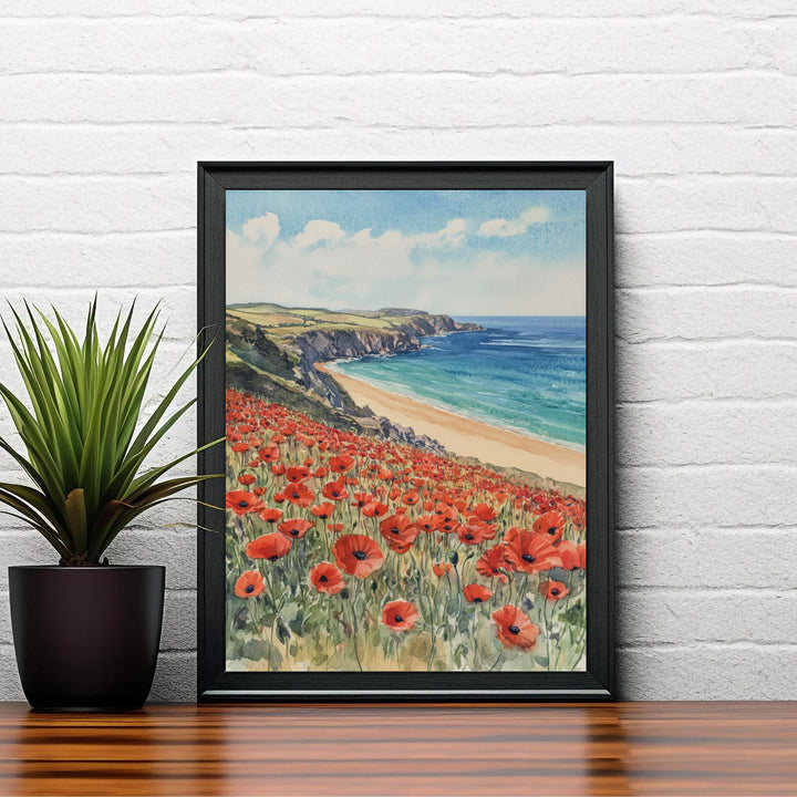 Polly Joke Cornwall Watercolor Painting Seaside Art Polly Joke Print Scenic Cornwall Beach Decor
