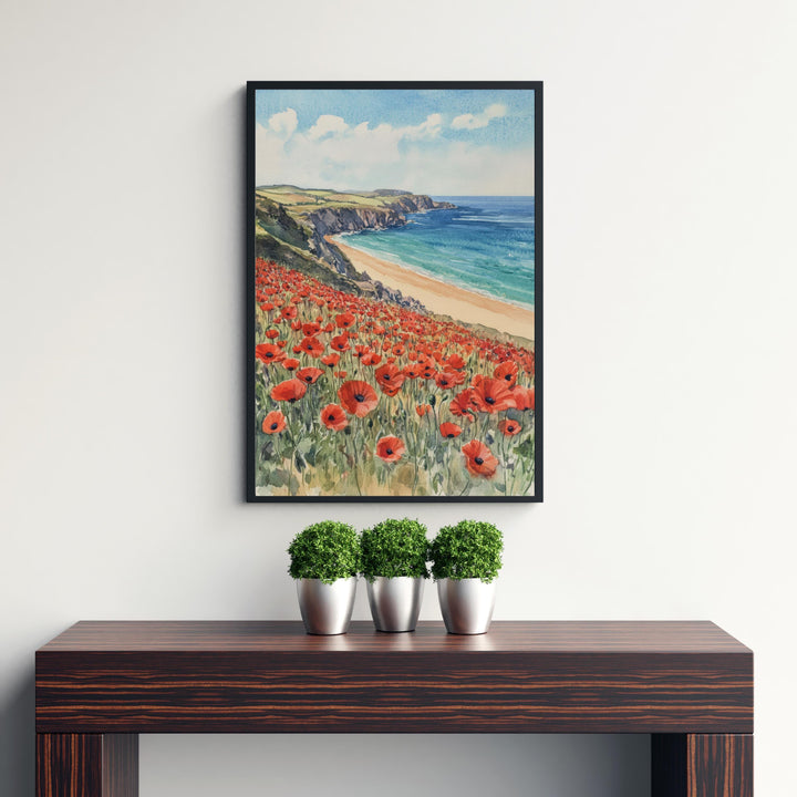 Polly Joke Cornwall Watercolor Painting Seaside Art Polly Joke Print Scenic Cornwall Beach Decor