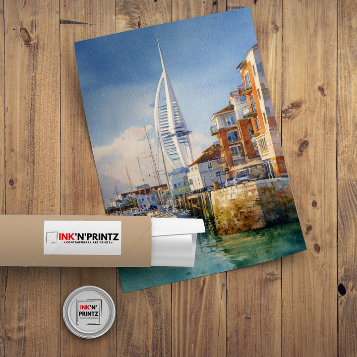 Portsmouth Watercolor Painting UK City Art Portsmouth Print Scenic Seaside Decor