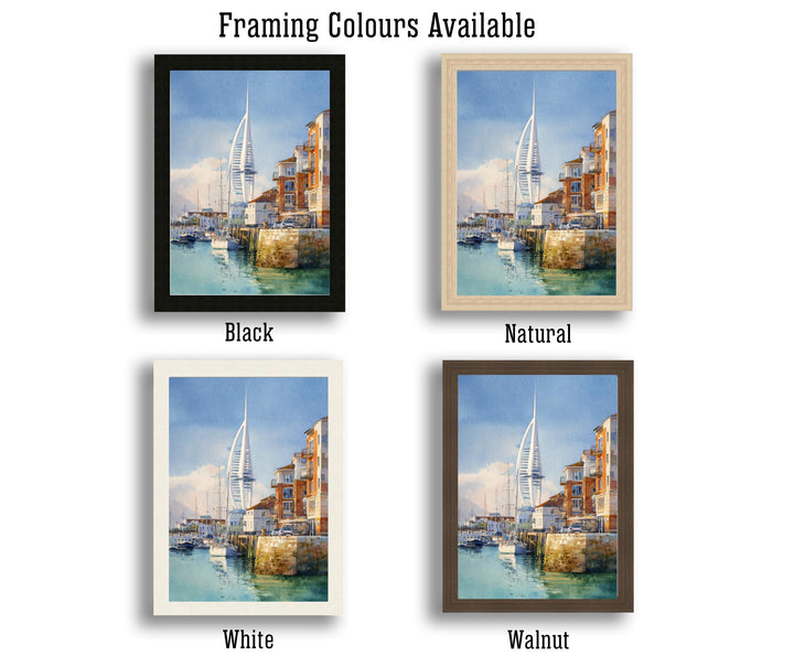 Portsmouth Watercolor Painting UK City Art Portsmouth Print Scenic Seaside Decor