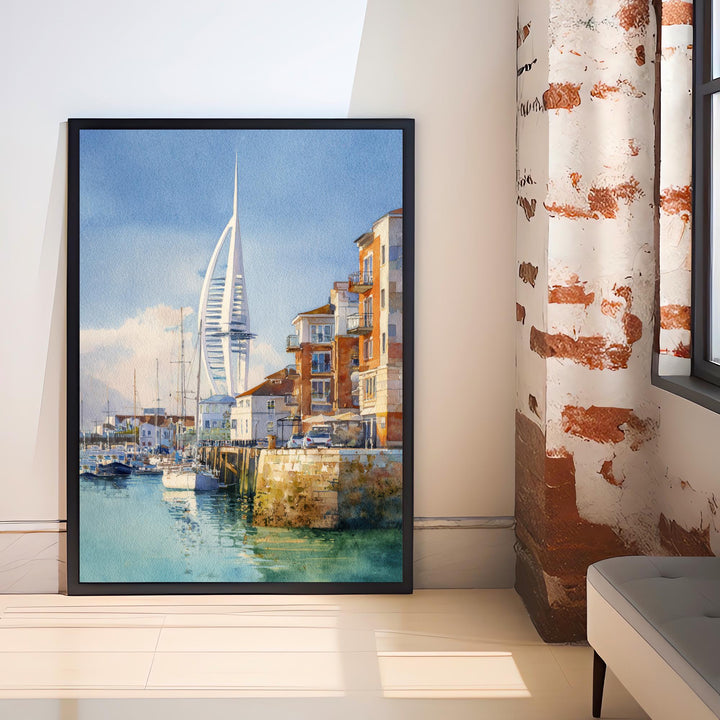Portsmouth Watercolor Painting UK City Art Portsmouth Print Scenic Seaside Decor