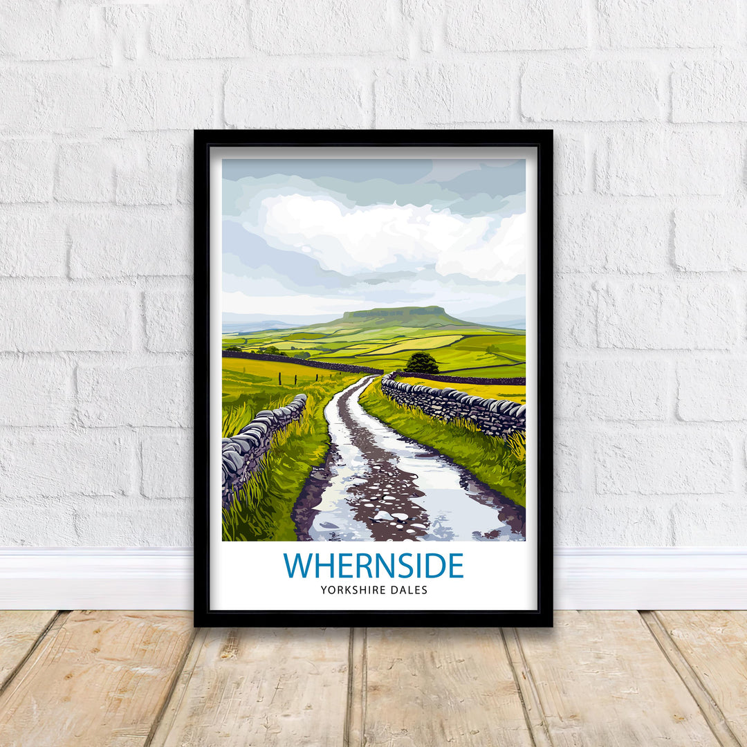 Whernside Travel Poster Yorkshire Dales Art Whernside Print Scenic Mountain Decor Gift for Hiking and Nature Lovers