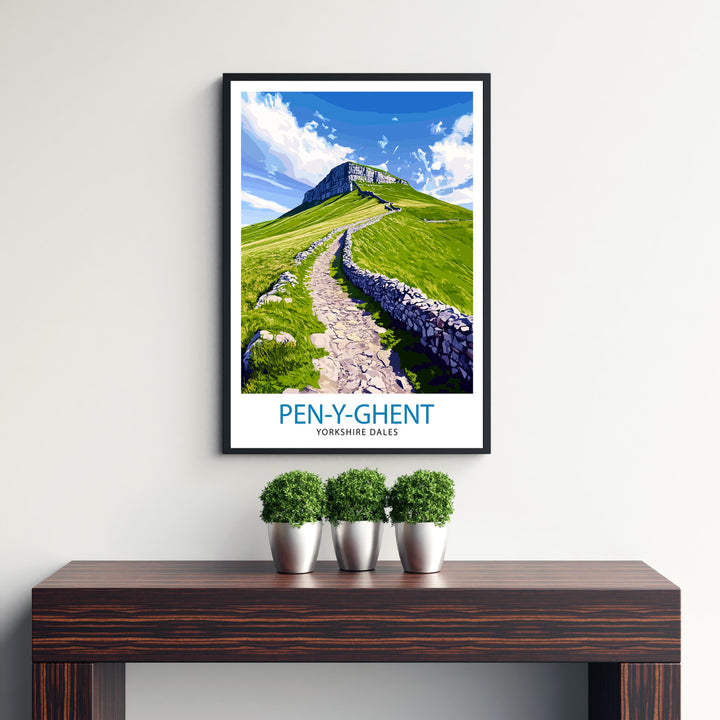 Pen Y Ghent Travel Poster Yorkshire Dales Art Pen Y Ghent Print Scenic Mountain Decor Gift for Hiking