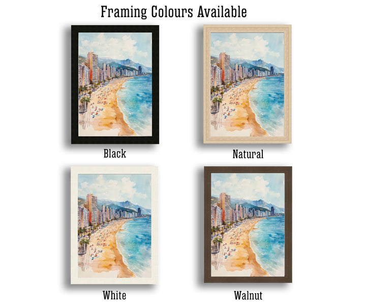 Benidorm Spain Watercolor Painting Spanish City Art Benidorm Print Scenic Beach Resort Decor Gift for Spain Lovers