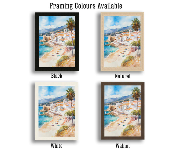 Costa del Sol Watercolor Painting Spain Beach Art Costa del Sol Print Scenic Mediterranean Decor Gift for Spain Lovers