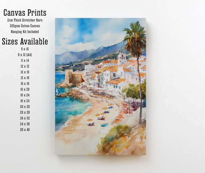 Costa del Sol Watercolor Painting Spain Beach Art Costa del Sol Print Scenic Mediterranean Decor Gift for Spain Lovers