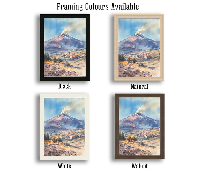 Mount Etna Watercolor Painting Sicily Volcano Art Mount Etna Print Scenic Mountain Decor Gift for Sicily Lovers