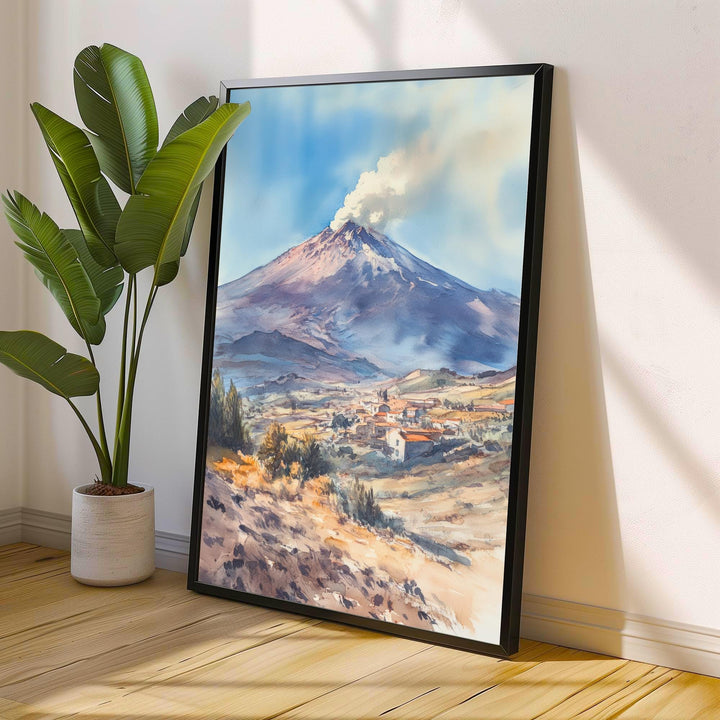 Mount Etna Watercolor Painting Sicily Volcano Art Mount Etna Print Scenic Mountain Decor Gift for Sicily Lovers