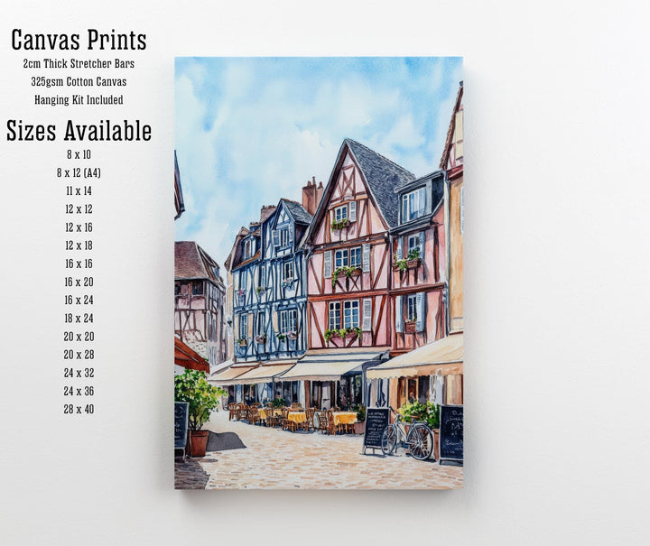 Normandy Watercolor Painting French Coast Art Normandy Print Scenic Beach Village Decor Gift for France Lovers