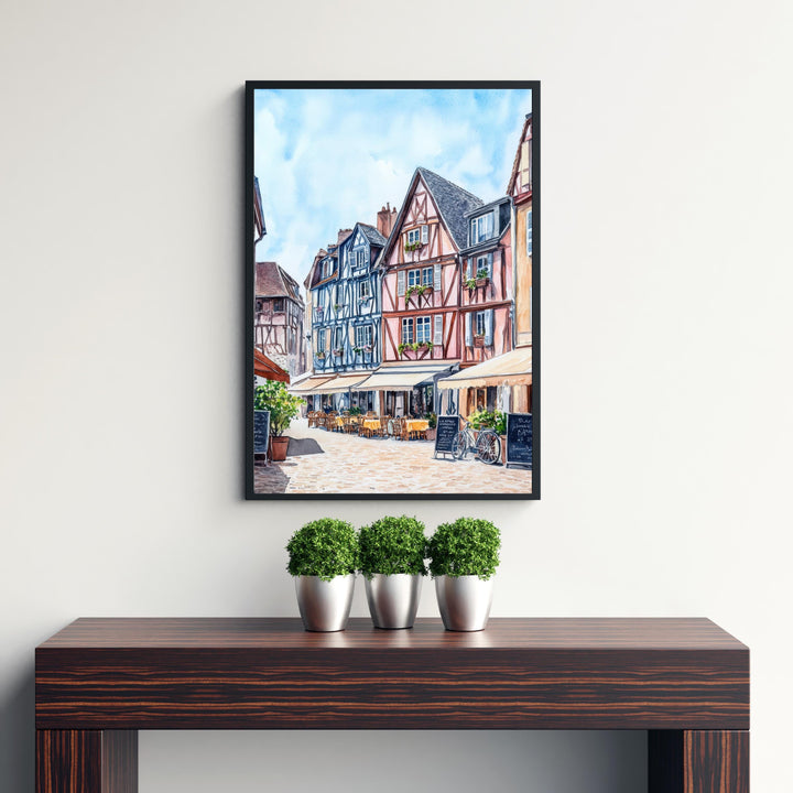 Normandy Watercolor Painting French Coast Art Normandy Print Scenic Beach Village Decor Gift for France Lovers