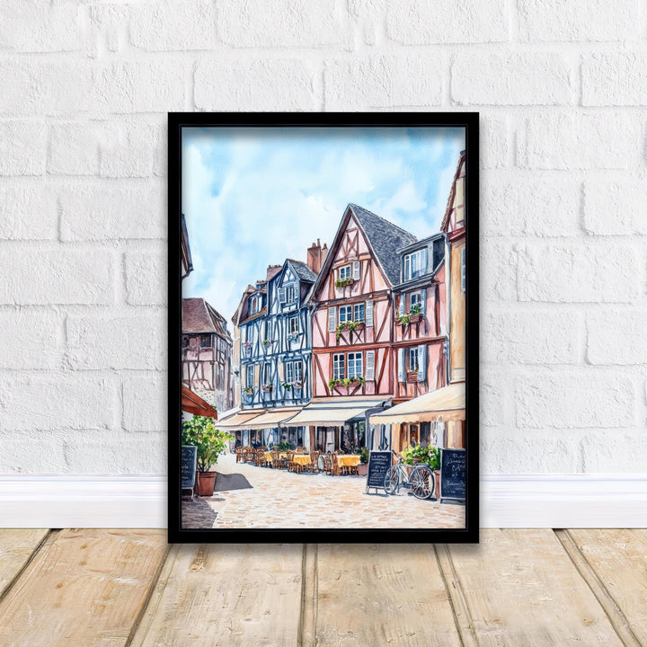 Normandy Watercolor Painting French Coast Art Normandy Print Scenic Beach Village Decor Gift for France Lovers