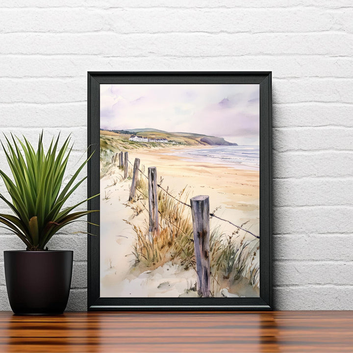 Croyde Bay Watercolor Painting North Devon Beach Art Croyde Bay Print Scenic Seaside Decor