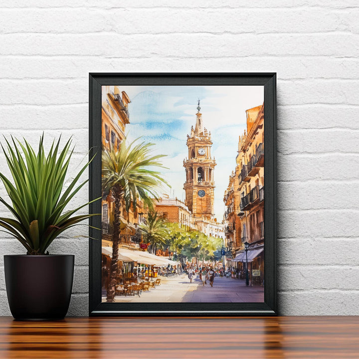 Valencia Watercolor Painting Spain City Art Valencia Print Scenic Mediterranean Decor