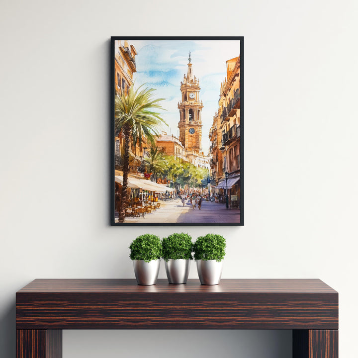 Valencia Watercolor Painting Spain City Art Valencia Print Scenic Mediterranean Decor
